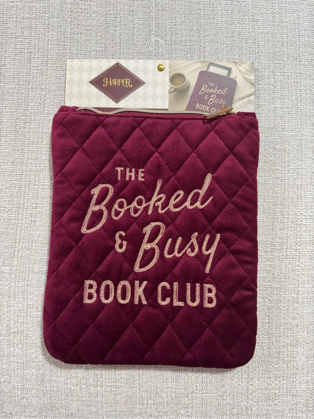 E Reader Pouch Kindle Sleeve Stitched The Booked & Busy Book Club Quilted Case